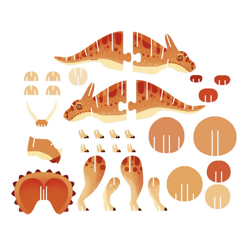 Dino Puzzle con volumen El Triceratops, Janod