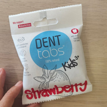 Dentífrico Natural en Tabletas - Fresa con flúor. 125 Tabletas, Denttabs