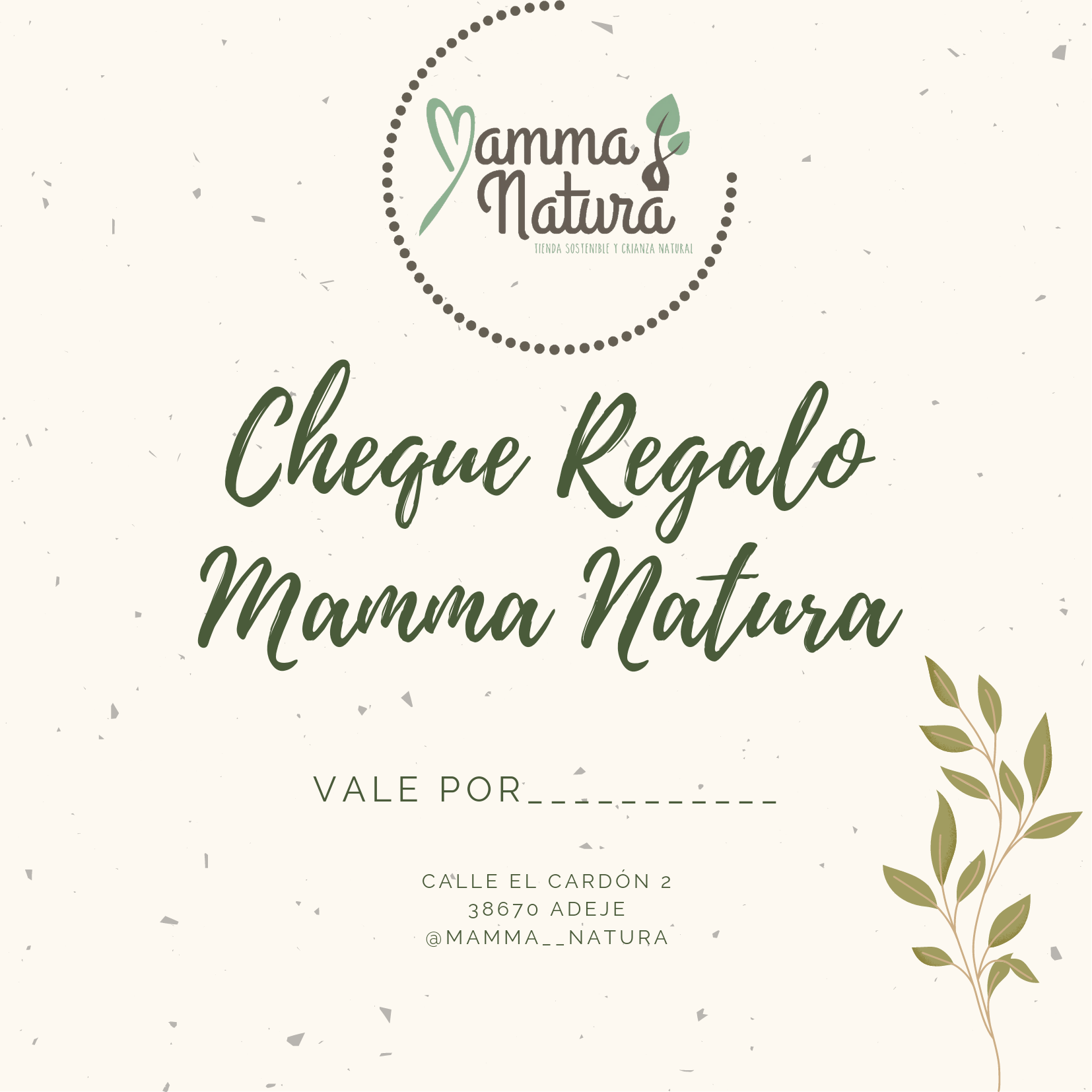 cheque de regalo canjeable en mamma natura