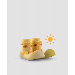 zapatillas de calcetin flexibles infantiles amarillas
